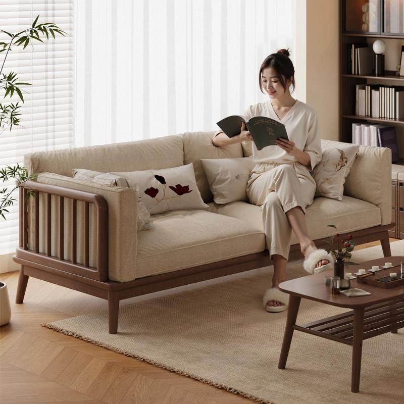 实木沙发客厅2025新款小户型新中式宋代美学家具三人位木质沙发