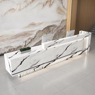 公司酒店前台售楼部会所接待台简约仿大理石烤漆收银台定制吧台柜