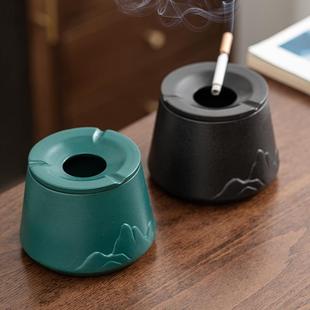 潮流家用客厅办公防飞灰茶台简约防风烟缸现代 带盖烟灰缸创意个性