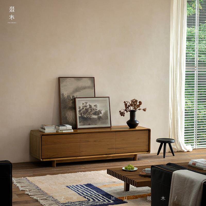 叕木|柚木电视柜北欧复古风纯实木客厅抽屉储物柜小户型家用地柜
