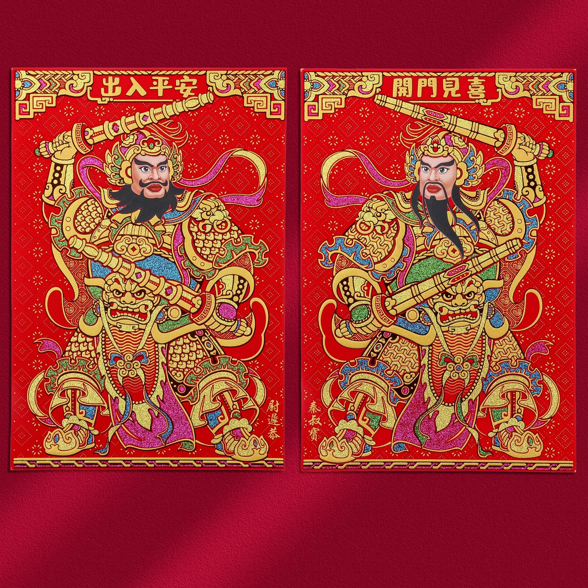 绒布门神关公张飞关羽门画新年春节秦叔宝尉迟恭背胶门贴大门贴纸,节庆用品/礼品,门神,淘宝优惠券,粉丝福利购,淘宝优惠卷