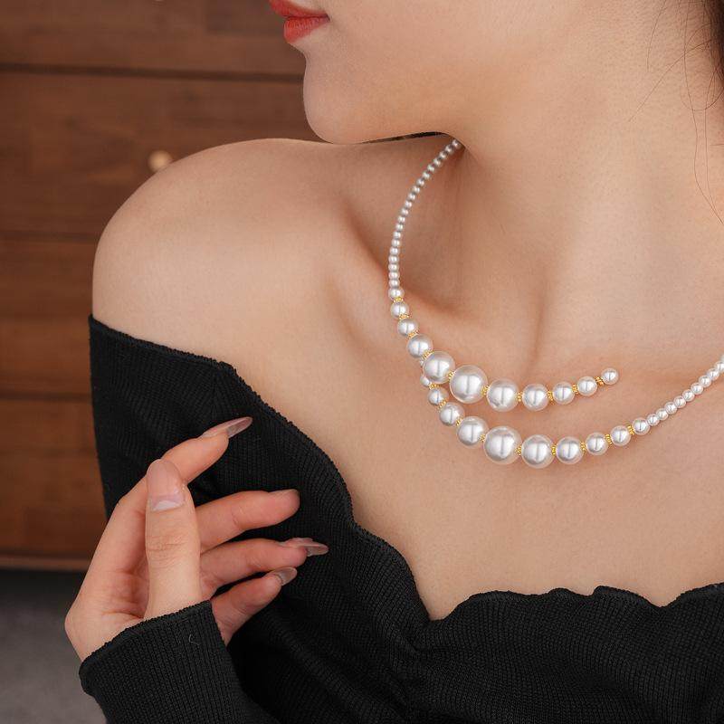 【复古轻奢】不规则交叉珍珠项圈百搭时尚锁骨链