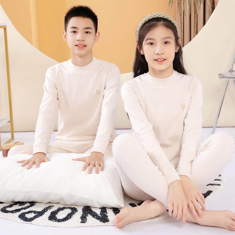 半高领男中大童保暖内衣套装女青少年舒绒秋衣秋裤初中学生打底衫
