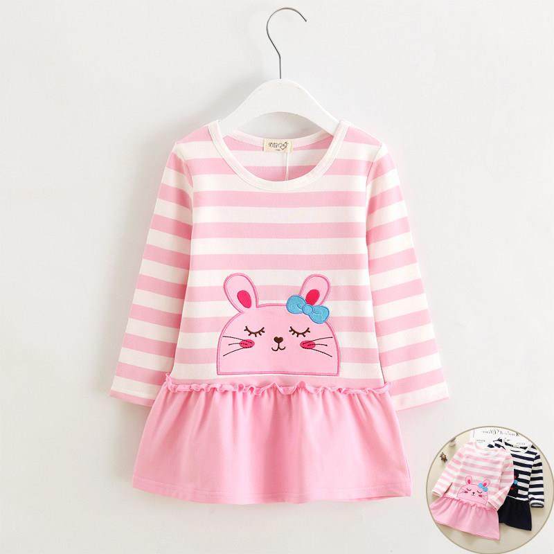 女童长袖纯棉T恤裙 春秋条纹儿童上衣 拼接设计宝宝T恤 吸汗休闲,童装/婴儿装/亲子装,T恤,淘宝优惠券,粉丝福利购,淘宝优惠卷