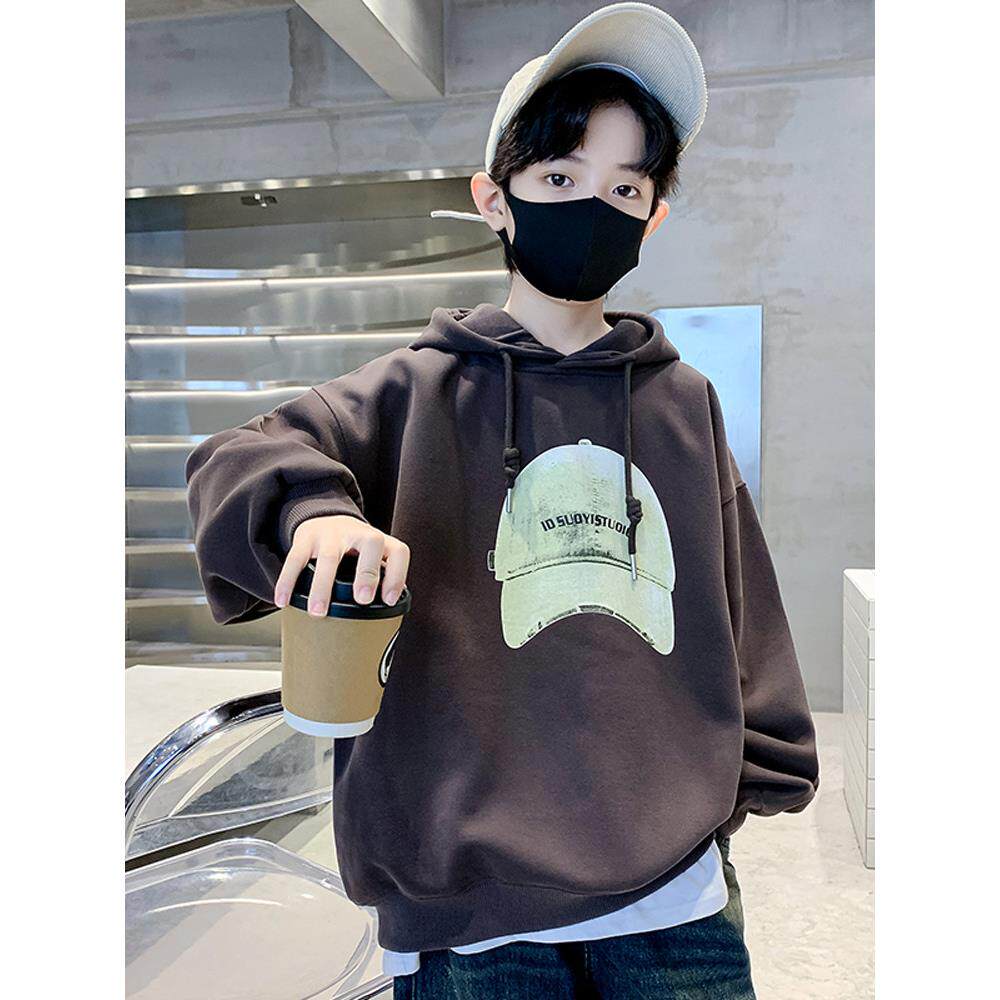 男孩的运动衫春季和秋季2024新儿童的春季连帽上衣大孩子，时尚的