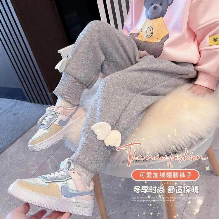 童装男女童春秋内搭裤新款翅膀中小童纯棉宽松外穿休闲 加绒运动