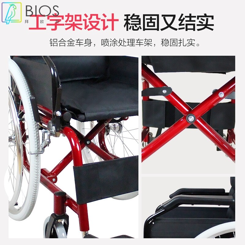 医疗康复设备低价残疾人可调节便携式CE证书折可叠式时尚手动轮椅