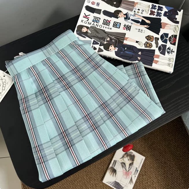 初田町【璃海】jk制服格裙原创正版学院风女生半身百褶裙蓝绿色夏