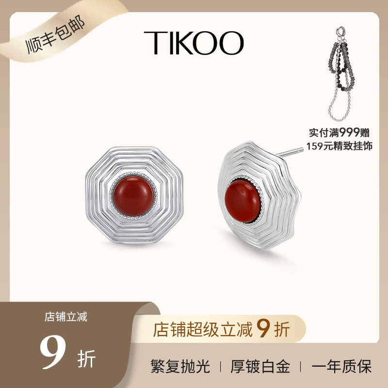 TIKOO耳钉复古红宝石耳环2026新款高级感独特气质耳饰女原创正品