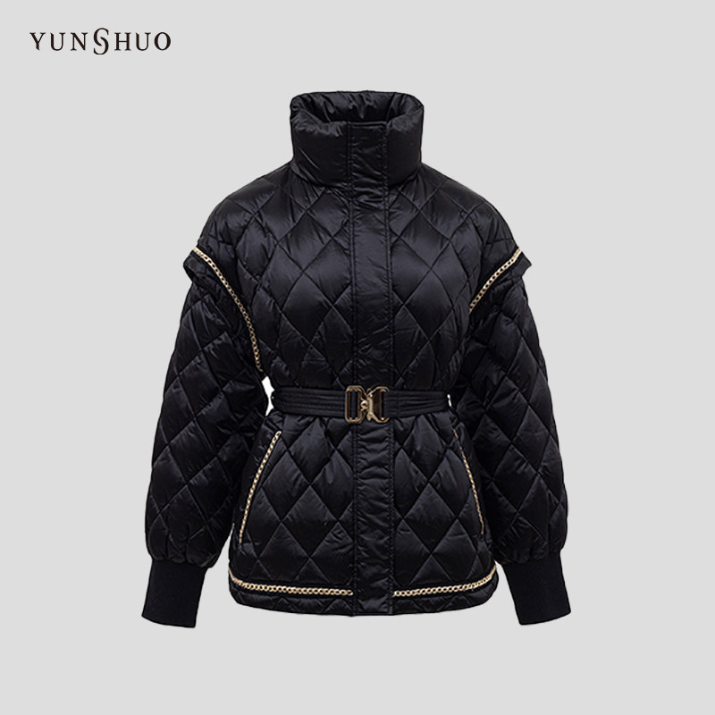 YUNSHUO 黑色羽绒服女冬季新款立领保暖白鸭绒外套815084,女装/女士精品,羽绒服,淘宝优惠券,粉丝福利购,淘宝优惠卷