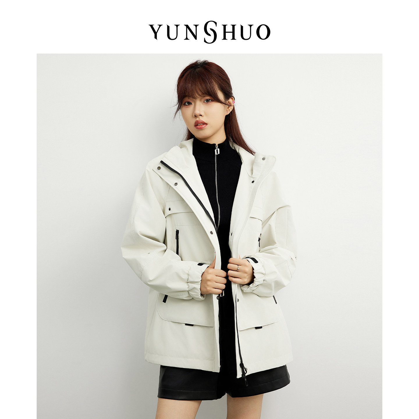 允硕春季新品时尚百搭秋季立领连帽冲锋衣宽松休闲上衣外套456159,女装/女士精品,短外套,淘宝优惠券,粉丝福利购,淘宝优惠卷