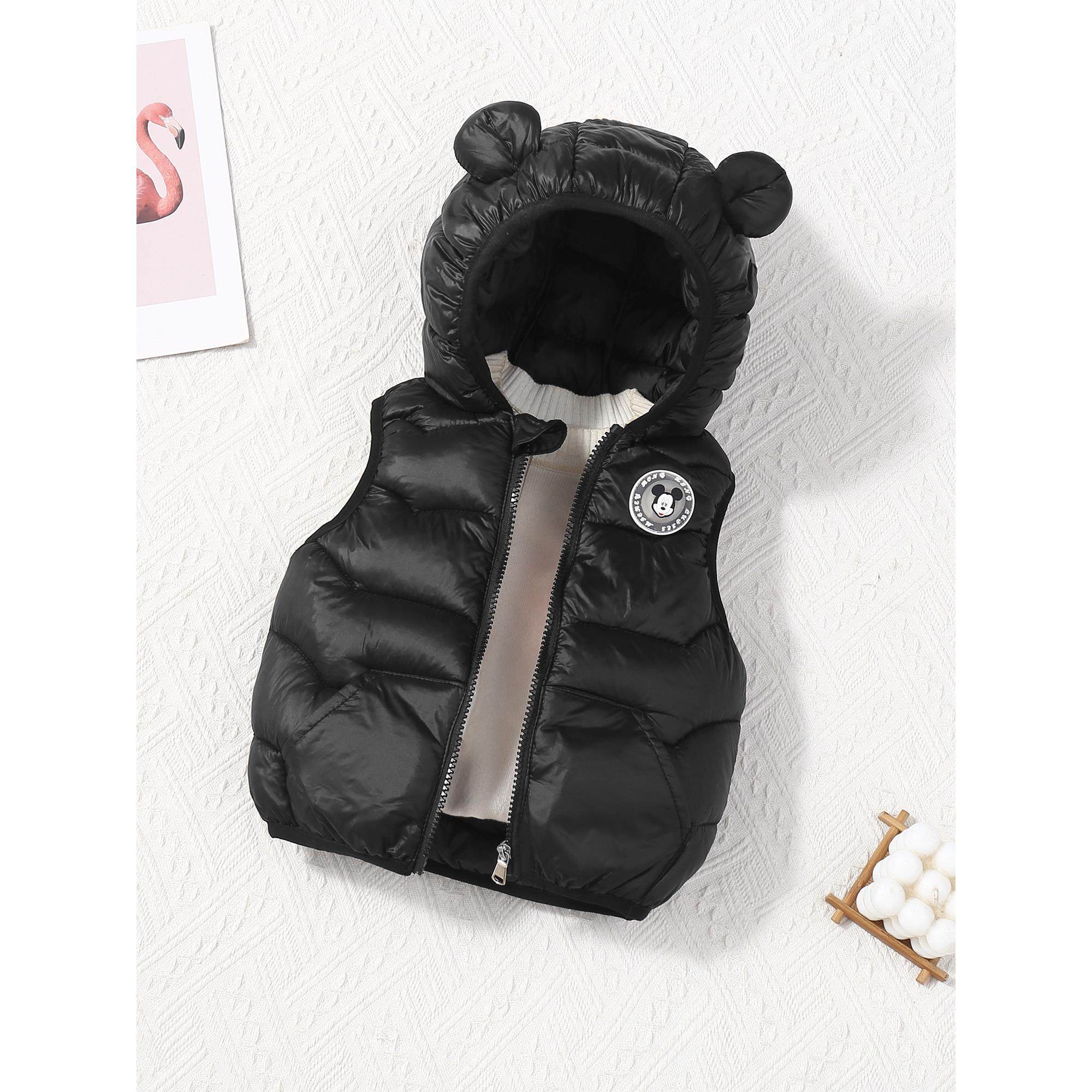 新款2025儿童棉服马甲男童女童保暖连帽秋冬外套背心亮灯潮款