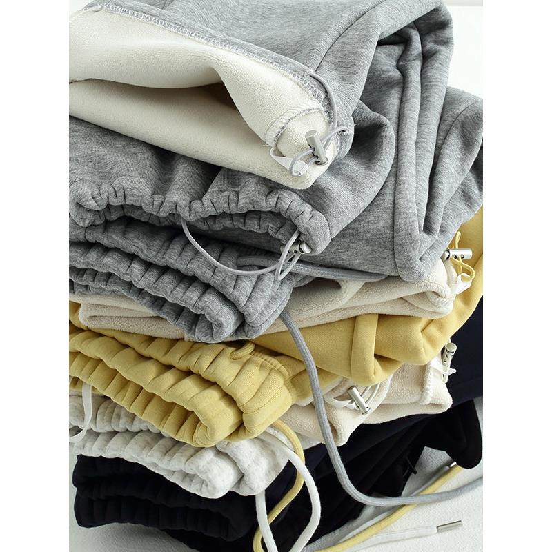 加绒加厚/保暖/一裤两穿/直筒阔腿裤女束脚裤宽松显瘦百搭慵懒风