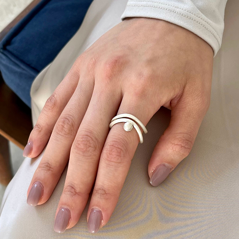 YAXN冷淡风素圈戒指女个性简约百搭指环复古轻奢时尚潮流球套环