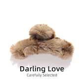 Darling Love长兔毛绒抓夹秋冬季 鲨鱼夹后脑勺真毛茸茸发夹豹纹