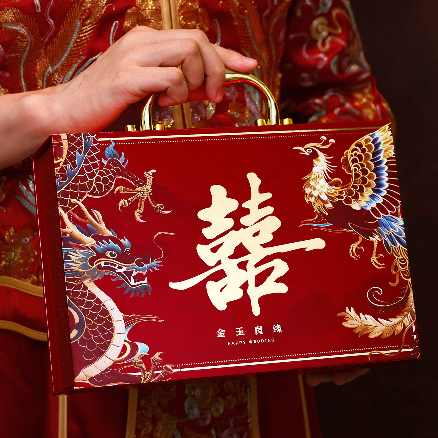 彩礼现金礼盒订婚提亲聘礼礼金盒10万20万钱盒子结婚高档礼金箱图片