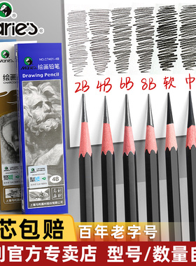 马利素描铅笔2b铅笔炭笔美术生专用画笔绘画碳笔绘画2h4b8b14b素描笔工具套装全套用品玛丽画画软中硬初学者