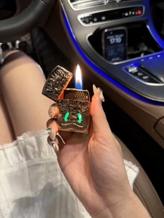 高档金属浮雕智能声控充气打火机摇一摇吹一吹抖音同款送男友礼物