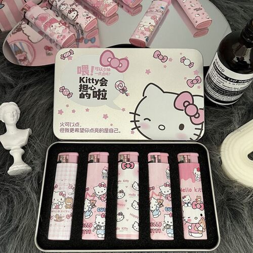可爱HelloKitty高颜值爆款蓝色火焰打火机礼物送闺蜜送对象有面子