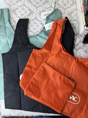 橙色折叠购物袋环保袋二合一带手包多色可选背心式包