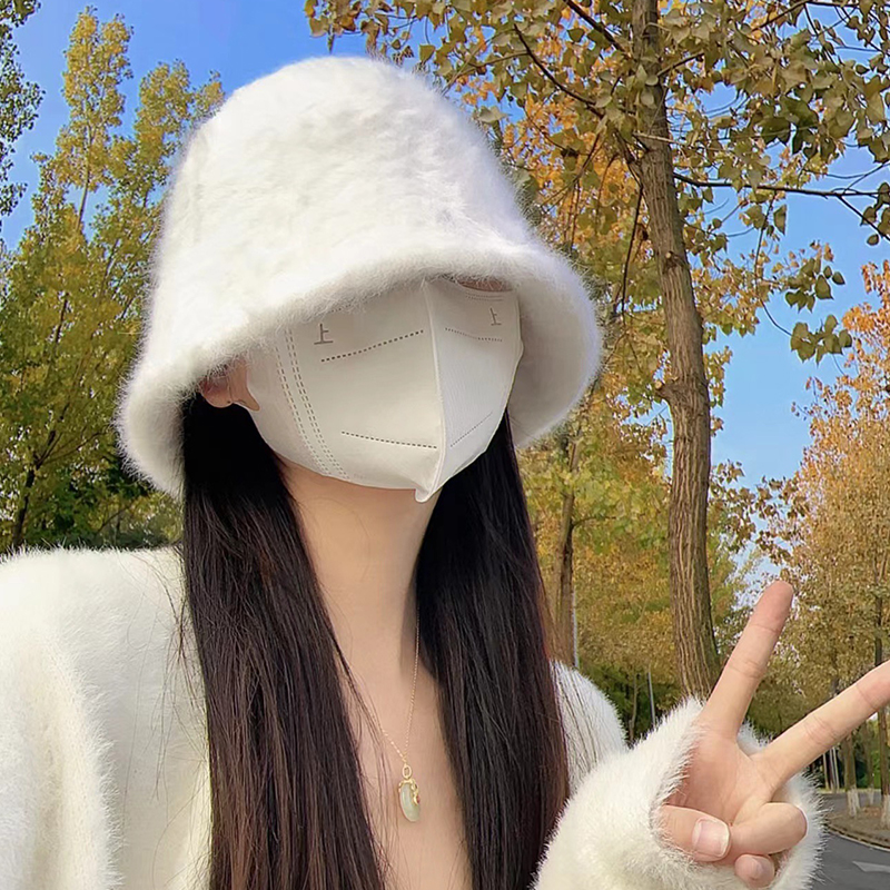 兔毛渔夫帽子女2025新款