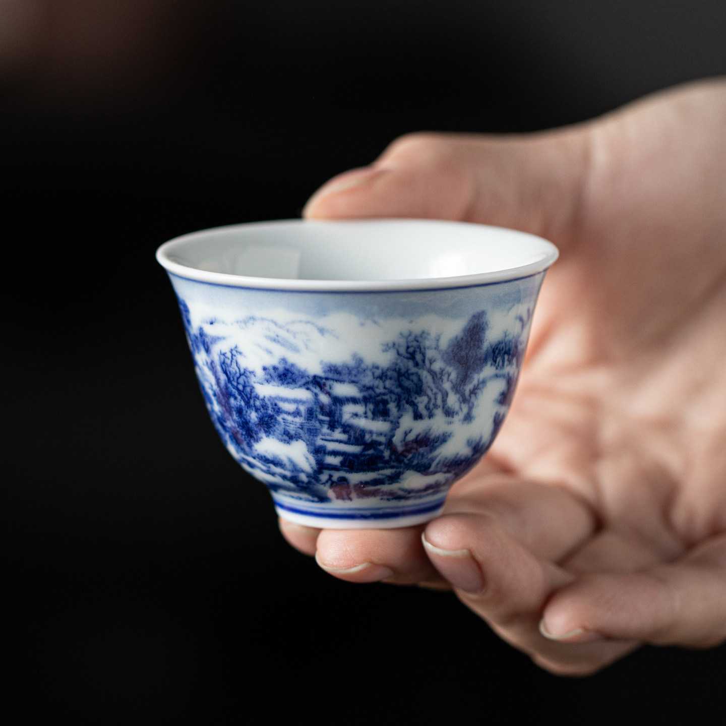 青花瑞雪兆丰年品茗杯功夫茶具陶瓷釉中彩小茶杯复古雪景家用茶盏,餐饮具,茶杯,淘宝优惠券,粉丝福利购,淘宝优惠卷