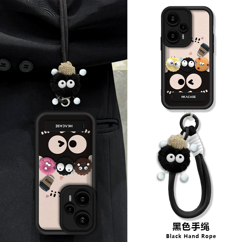 适用于小米POCOF5手机壳POCOX2保护套咖啡煤球简约小众轻奢高级感创意防摔新款镜头全包女气质ins风天眼阶梯