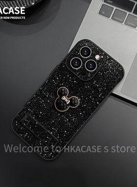 米奇全型号适用于苹果手机壳vivo华为OPPO小米保护套iphone16闪钻亮片小香风新款女镜头全包防摔高级感ins风