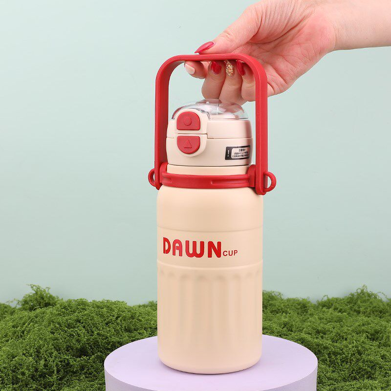 大容量不锈钢学生双饮保温杯户外运动水壶可携式男女儿童吸管直饮