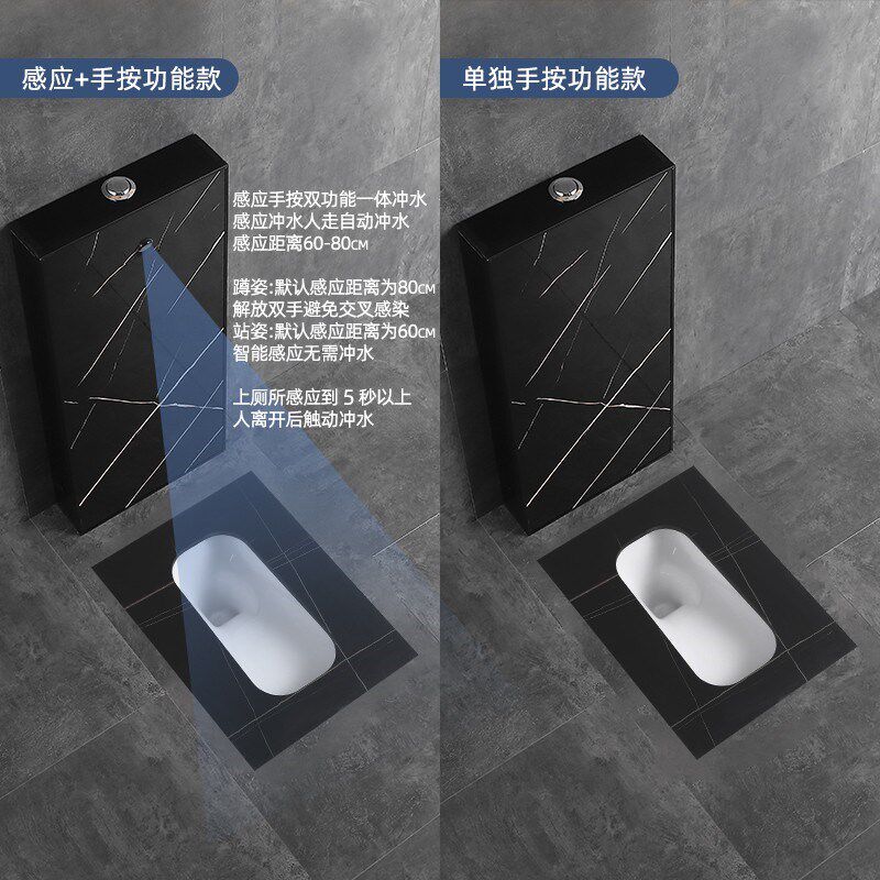 超薄岩板蹲便器蹲坑式冲水箱整套家用陶瓷大便器厕所蹲厕防臭便盆