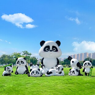 精选户外仿真熊猫雕塑幼儿园林景区售楼部卡通玻璃钢仿真动物装饰