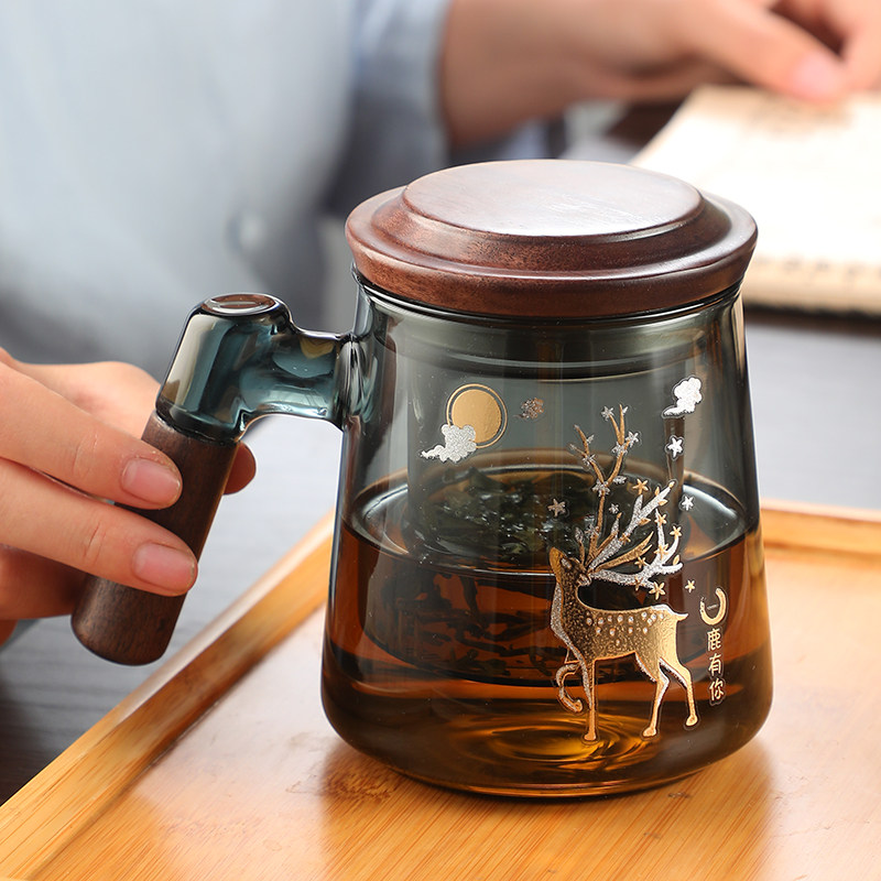 玻璃泡茶杯茶水分离杯子男士高档办公室日式过滤喝茶水杯个人专用