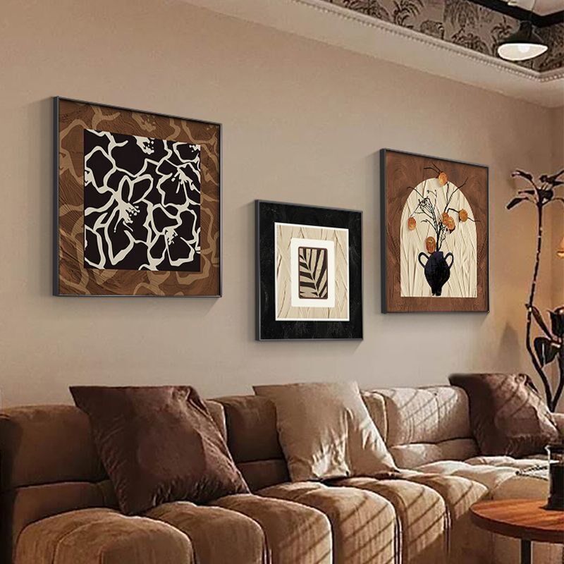 中古风餐厅装饰画高级感沙发背景墙挂画组合抽象壁画大气法式复古