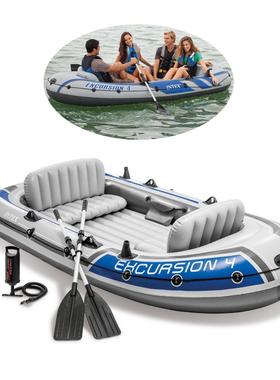 68324靠背充气船橡皮艇4-5人加厚气垫船钓鱼船皮划艇加宽