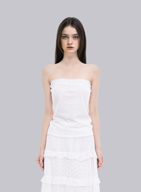 BM背心女2025新款白色抹胸性感纯欲风蕾丝边显瘦美式复古无袖上衣