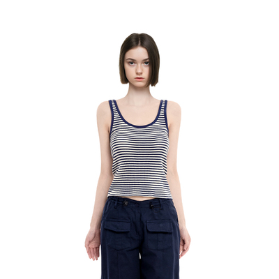 BM背心女2026新款夏季条纹短款圆领打底上衣外穿百搭修身显瘦内搭