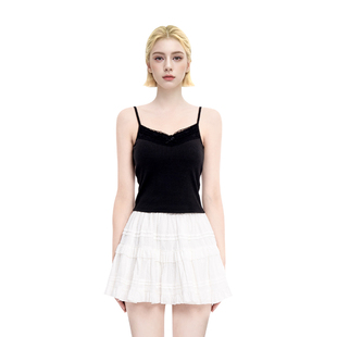 BM吊带背心女带胸垫蕾丝边蝴蝶结高级感2025新款 百搭显瘦内搭 夏季