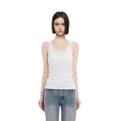 BM背心女纯色蕾丝花边2025新款夏季内搭外穿修身显瘦百搭无袖上衣