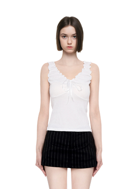 BM上衣小背心木耳边吊带2025新款夏季女短袖夏季纯欲少女风bm官网