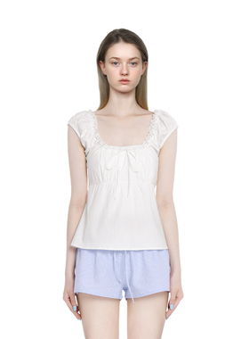 BM背心女性感花边系带蝴蝶结2025夏季新款宽松百搭收腰无袖上衣