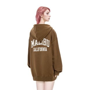 美式 BM衛(wèi)衣女2025新款 爆款 Malibu拉鏈帽衫 外套o(hù)versize衛(wèi)衣 開(kāi)衫