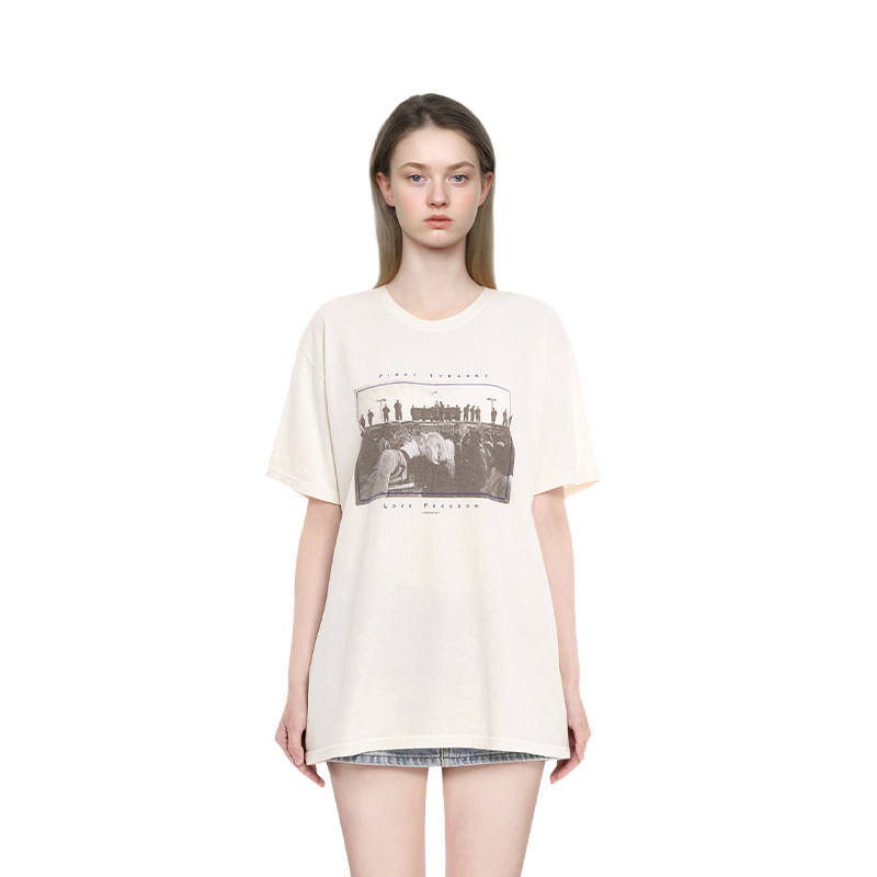 BM短袖女2026新款夏季圆领印花复古打底宽松美式t恤慵懒风上衣,女装/女士精品,T恤,淘宝优惠券,粉丝福利购,淘宝优惠卷