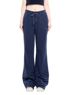 BM条纹松紧腰休闲裤2025新款秋冬宽松直筒裤百搭慵懒松弛感长裤子