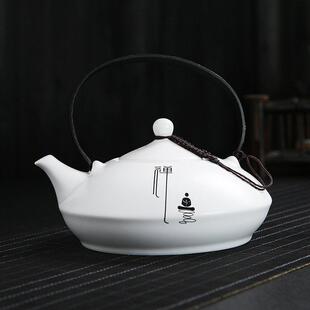提梁壶陶瓷壶泡茶壶家用水壶客厅大号大容量单壶中式覆古功夫茶具
