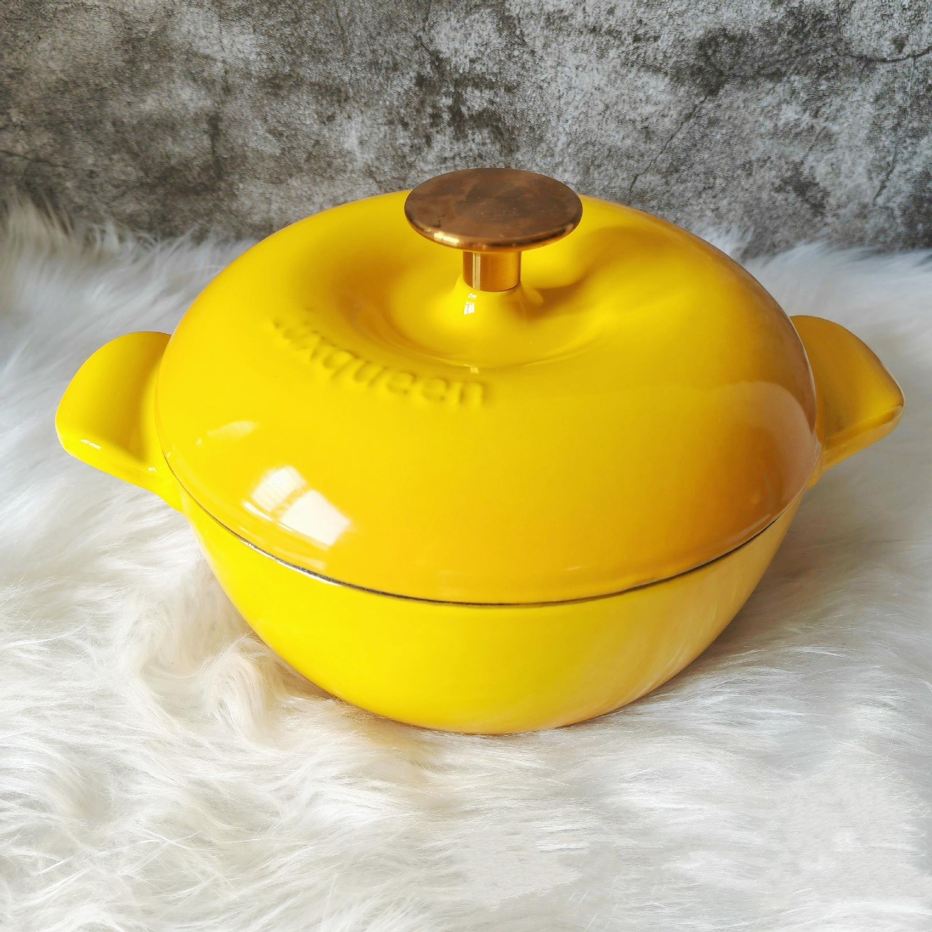 三厦美味女王黑底釉20-22珐琅铸铁矮锅妈咪锅炒锅焖煮炖锅海鲜锅