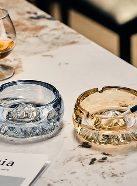 轻奢水晶玻璃烟灰缸家用大号客厅创意小号办公室个性雪茄烟蝶烟缸