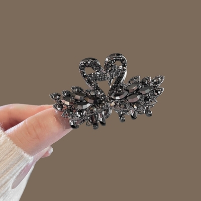 水钻天鹅抓夹后脑勺半扎发夹头饰