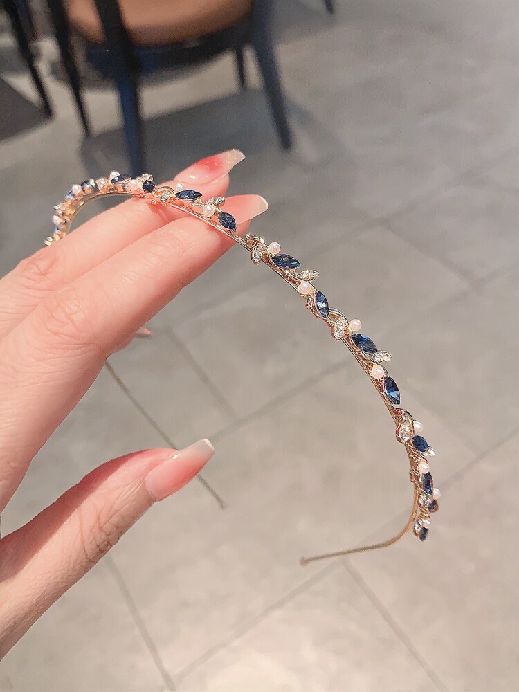 女气质小众蓝钻发箍外出百搭头箍
