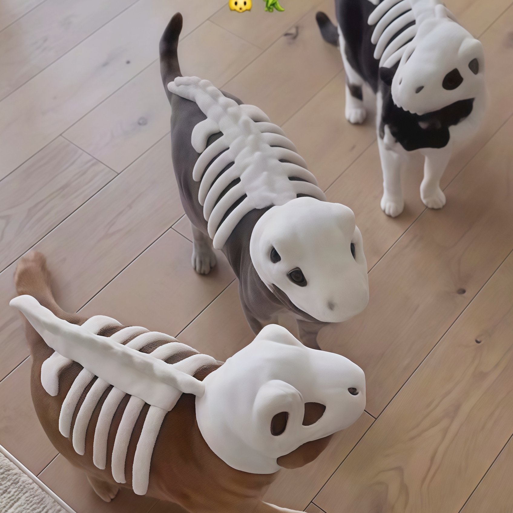恐龙骨架头套霸王龙外骨骼玩偶帽子猫咪狗狗服饰毛绒玩具可爱头套