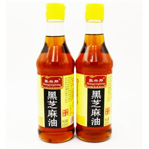 张兴邦黑芝麻小磨香油陕西非遗特产调味香油黑芝麻香油450ml*2瓶